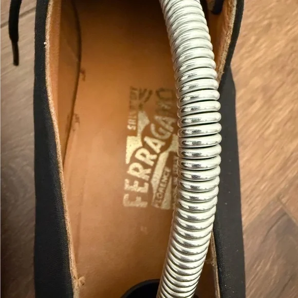 Salvatore Ferragamo Men's Black Canvas Derby Shoes Sz 11 D Made In Italy Casual - Picture 5 of 10